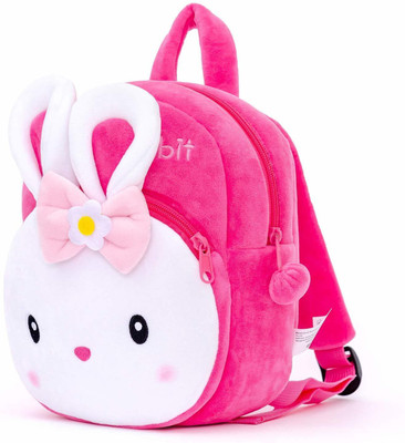 Aveek Kid's School Backpack Fabric Rabbit Cartoons Soft Toy Bag Backpack Plush Bag 10 L Backpack(Pink)