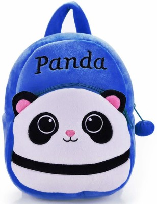 ARV Kids Panda Cartoon Soft Plush 10L School Backpacks Boys Girls (2-5 Years) School Bag(Blue, 10 L)