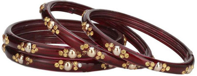AFAST Glass Beads, Crystal Enamel Bangle Set(Pack of 4)