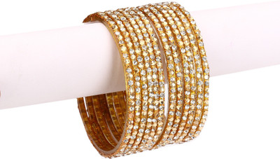 AFAST Glass Crystal Enamel Bangle Set(Pack of 10)