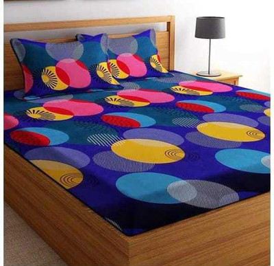 syawam 120 TC Polycotton Double Printed Flat Bedsheet(Pack of 1, Multicolor)