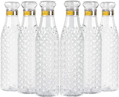 RUTVI FASHION Water Bottle Fridge Home n Office, Transparent 1000ml (Crystal Diamond Set of 6) 1000 ml Bottle(Pack of 6, Multicolor, Plastic)