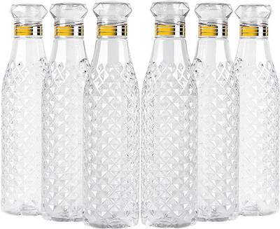 Viha fashion Water Bottle Fridge Home n Office, Transparent 1000ml (Crystal Diamond Set of 6) 1000 ml Bottle(Pack of 6, White, Plastic)