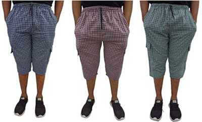 AF World fashion Checkered Men Three Fourths