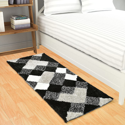 MY HOME Black Polyester Runner(2 ft,  X 5 ft, Rectangle)