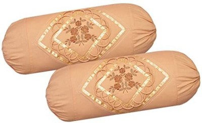 wonder decor Cotton Bolsters Cover(Pack of 2, 40 cm*25 cm, Beige)