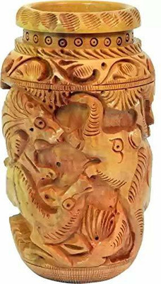GORANSHI HANDICRAFTS 1 Compartments wooden pen stand(Brown)