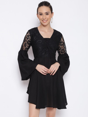 MARC LOUIS Women Fit and Flare Black Mini/Short Dress