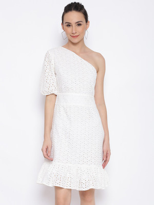 MARC LOUIS Women Wrap White Knee Length Dress