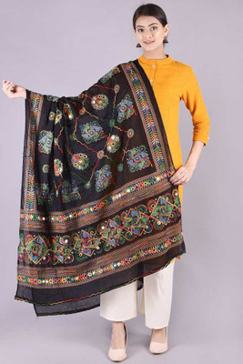 Nama Fashion Cotton Blend Embroidered Women Dupatta