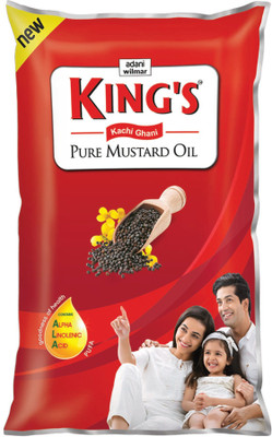 King's Kachi Ghani Pure Mustard Oil Pouch(1 L)