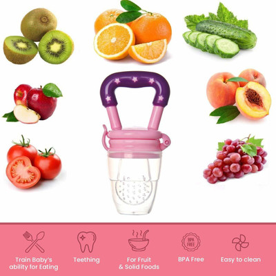 MAITRI ENTERPRISE baby Silicone Food/Fruit Nibbler, Soft Pacifier/Feeder,Teether(Pack of 2) Teether and Feeder(Multicolor)