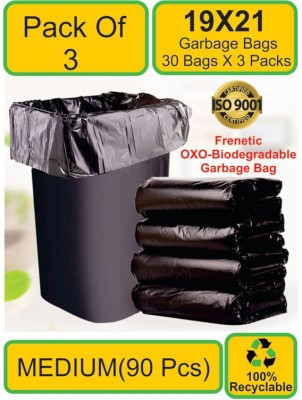 Vruta BioDegradeable Garbage Bag Small(19X21 Inch) Black Pack Of 3 Rolls Medium 15 L Garbage Bag  Pack Of 90(90Bag )