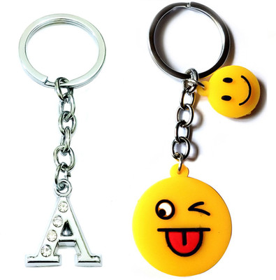 Meeko.com alphabet A & smiley 0.07 Key Chain