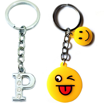 ShopTop alphabet P & smiley 0.06 Key Chain