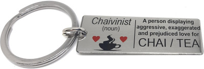 Aura Chaivinist Funny Humor Gift Keyring Keychain For Tea Chai Lovers Bike Cars Men Women Boys Girls Friend Stainless Steel Key Chain