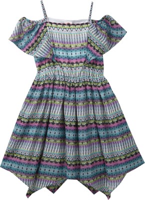 Cub McPaws Girls Midi/Knee Length Casual Dress(Multicolor, Short Sleeve)