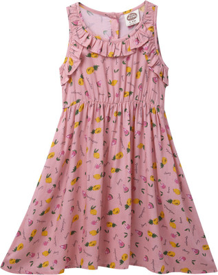 Cub McPaws Girls Midi/Knee Length Casual Dress(Multicolor, Sleeveless)