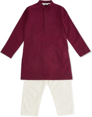 Indus Route by Pantaloons Boys Festive & Party Kurta and Pyjama Set(Maroon Pack of 2)