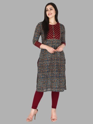 Kannahi Women Printed Straight Kurta(Multicolor)