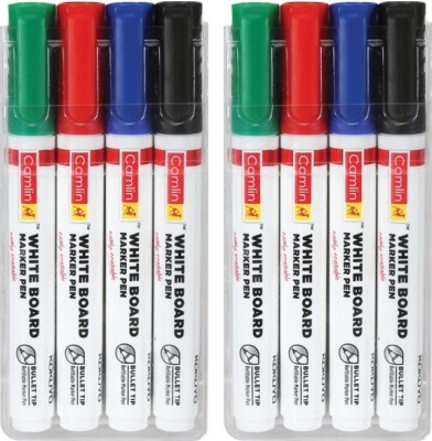 Camlin White Board Marker Pen(Set of 8, Black, Blue, Red, Green)