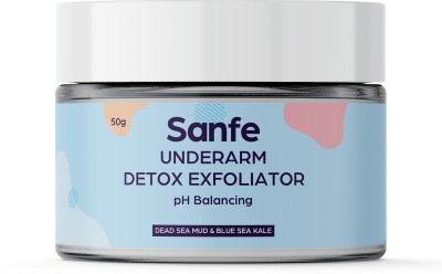 Sanfe Underarm Detox Scrub for All Skin types - 50g with Dead Sea Mud and Blue Sea Kale | Scrub cum Mask| Deep Cleansing | Nourishing, Exfoliating , Anti-bacterial mask with Soothing and cooling effect(50 g)