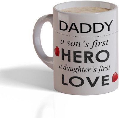 ECFAK Happy Father's Day Super Dad Printed Ceramic Coffee Mug(325 ml)