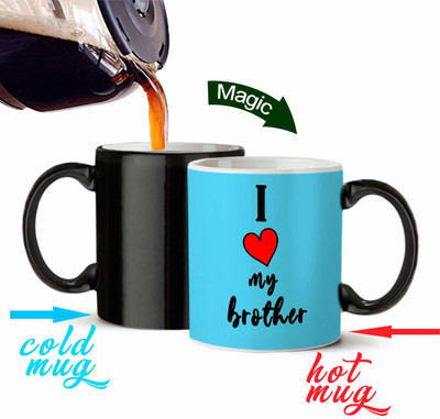 PRIDE STORE I love my brother printed magic mug color changes when you add hot liquid 320 Ml Ceramic Coffee Mug(320 ml)