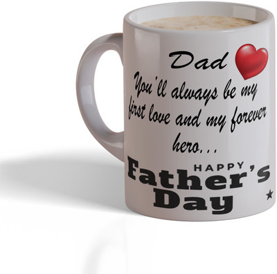ECFAK Happy Father's Day My Hero Printed Ceramic Coffee Mug(325 ml)