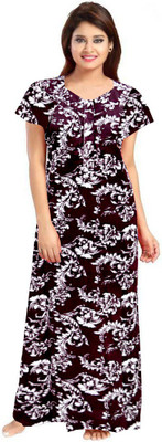 Sarthak Creation Women Nighty(Maroon, White)