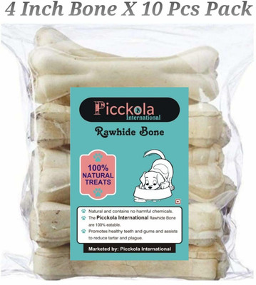 Picckola International 4 Inch Rawhide Pressed Bones Calcium Bones Dog Bones (Pack of 10) Chicken Dog Chew(500 g, Pack of 10)