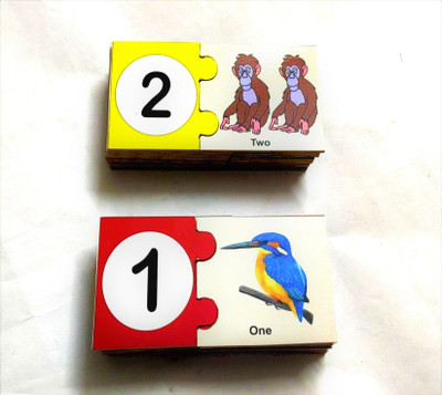 PETERS PENCE Wooden Multi-Color Educational Cards 1-20 Number with Counting Pictures Pegs Puzzle for Kids Pre Primary Education(40 Pieces)