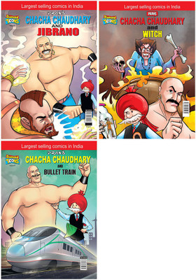 Chacha Chaudhary & Jibrano+Chacha Chaudhary And Witch+Chacha Chaudhary Bullet Train(Paperback, Pran's)