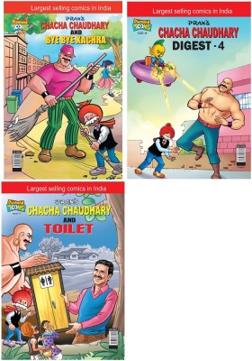 Chacha Choudhary & Bye Bye Kachra+Chacha Chaudhary Digest-4+Chacha Choudhary & Toilet(Paperback, Pran's)