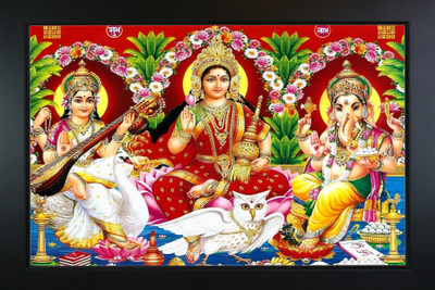 RV SALES LAXMI GANESH SARASWAT PHOTO FRAME FOR FOR PUJA , WALL Religious Frame