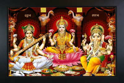 RV SALES LAXMI GANESH SARASWAT PHOTO FRAME FOR FOR PUJA , WALL Religious Frame
