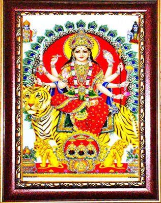 SUNINOW DURGA MAA WITH SHIV JI AND VISHNU JI Religious Frame