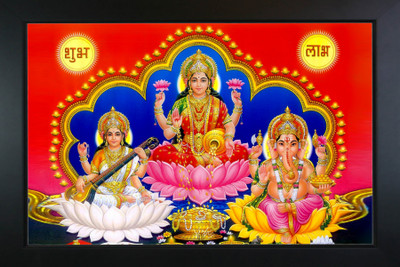 RV SALES LAXMI GANESH SARASWAT PHOTO FRAME FOR FOR PUJA , WALL Religious Frame