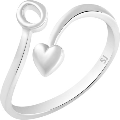 SUKAI JEWELS Initial 'O' Heart Alloy, Brass Cubic Zirconia Rhodium Plated Ring