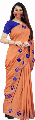 pUNYATHA CREATION Self Design, Solid/Plain Bollywood Art Silk Saree(Orange)