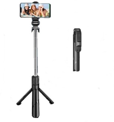 Casa Tech Integrated storage, five-gear telescopic, free length adjustment Selfie Stick Tripod Combo With Bluetooth Remote Control Tripod Selfie Stick Bluetooth Selfie Stick(Black, Remote Included)