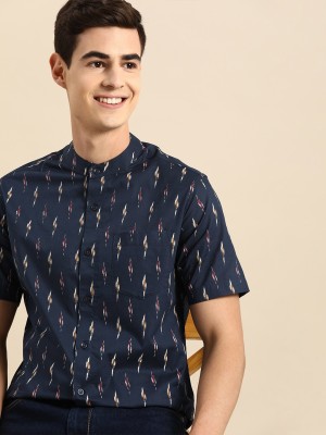 ANOUK Men Printed Casual Dark Blue Shirt