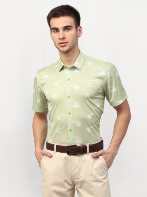 JAINISH Men Printed Formal Green Shirt