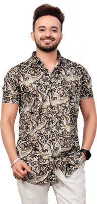 iBrand Men Printed Casual Black Shirt