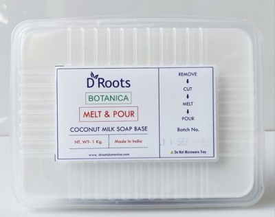 D Roots Botanica Premium Coconut Milk Clear Soap Base Melt & Pour Natural Organic Soap Base for Soap Making - SLS /SLES Parabens Free - For Glowing Skin(1000 g)