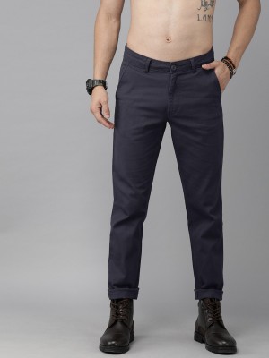 Cotton Slim Fit Men Navy Blue Formal Trouser Machine wash Size 28 40