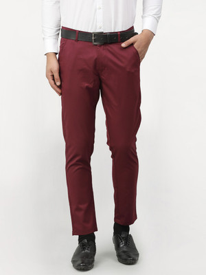 JAINISH Tapered Men Maroon Trousers