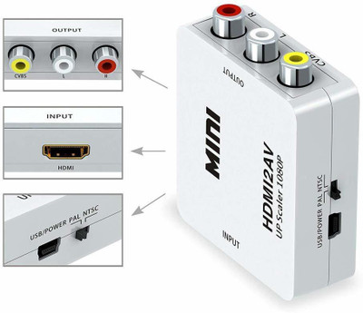 TERABYTE Mini HDMI TO AV Selector Box UP Scaler Full HD 720/1080p Video Converter Media Streaming Device Media Streaming Device(White)
