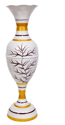 Rapidflue Handcrafted Shahi Print Iron Flower Vase for Home & Office Decoration Iron Vase(23 inch, White) deal from flipkart