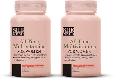 SheNeed All Time Multivitamin For Women- 60 Tablets (Pack Of 2)(2 x 60 Tablets)